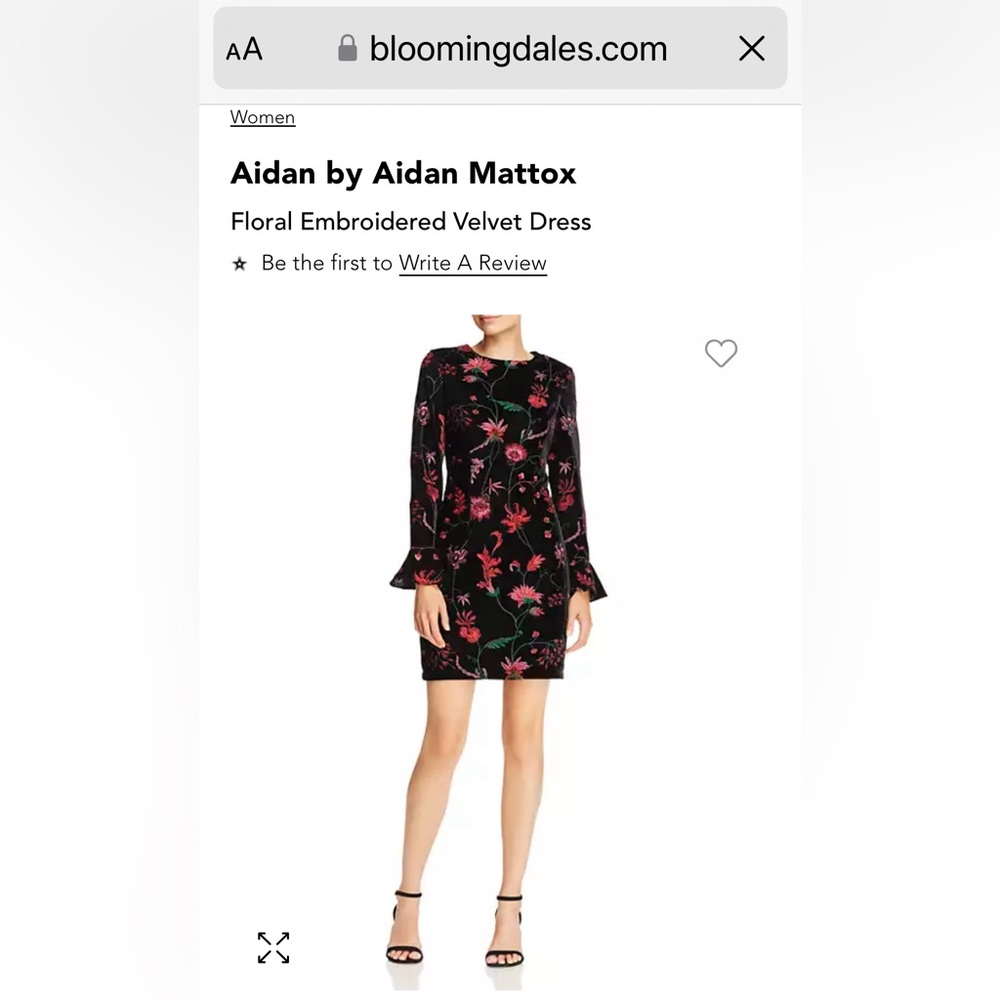 Aidan Mattox Floral Embroidered Velvet Dress size 2